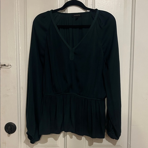 Calligraphie Tops - Elegant Dark Green Blouse